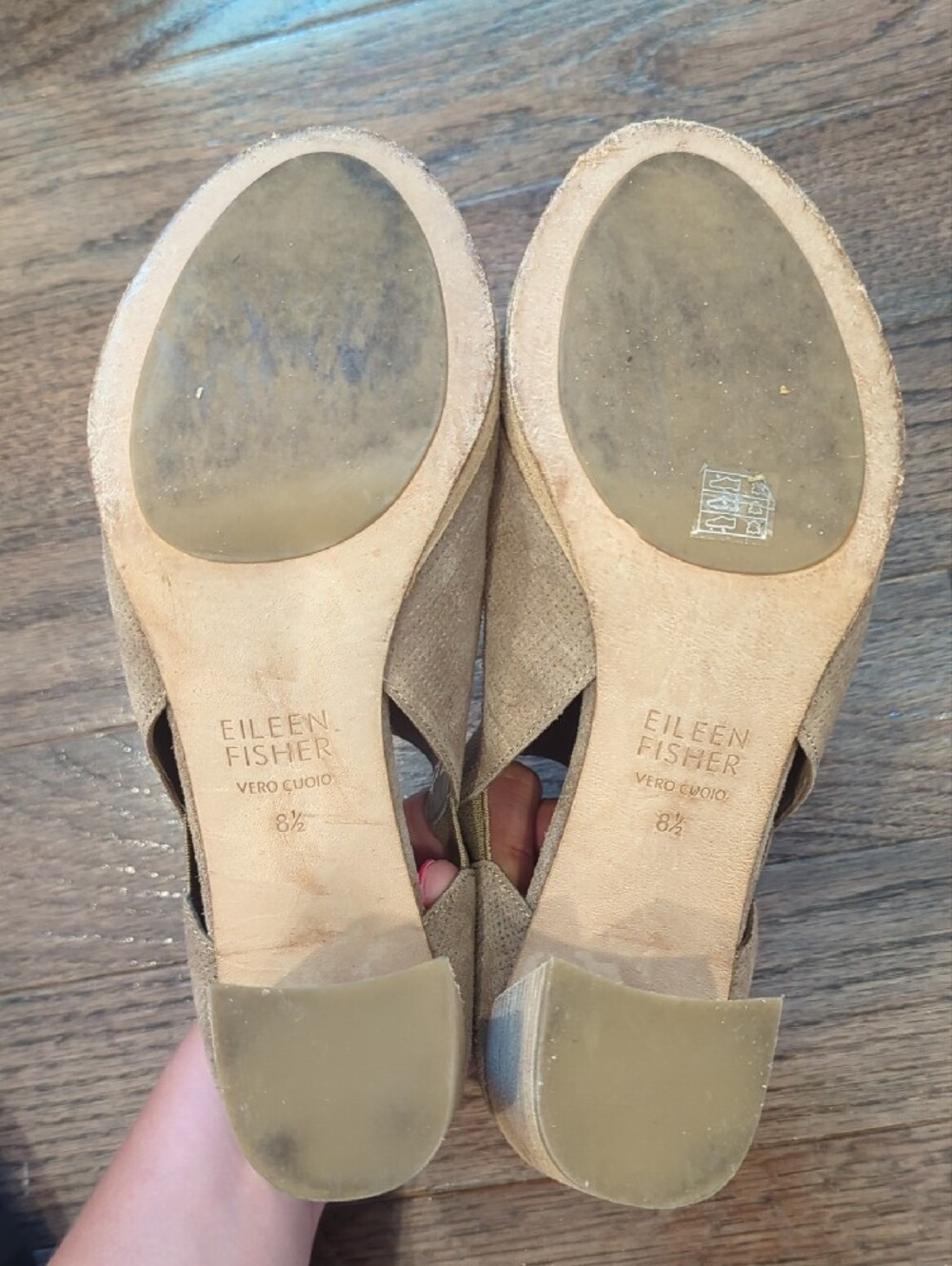 Eileen Fisher Taupe Open-Toe Block Heel‎ Booties - Picture 5 of 6